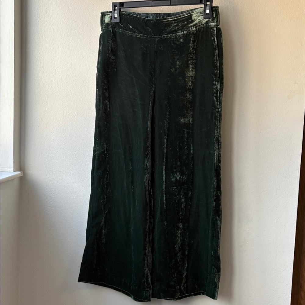 MADEWELL | Houston Green Velvet Pull-On Crop Wide Leg Pants Women’s Size Small